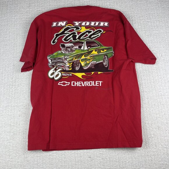 Chevy in Your Face Vintage Red T-shirt size XL '66 Nova Double Sided Chevrolet - Picture 12 of 16